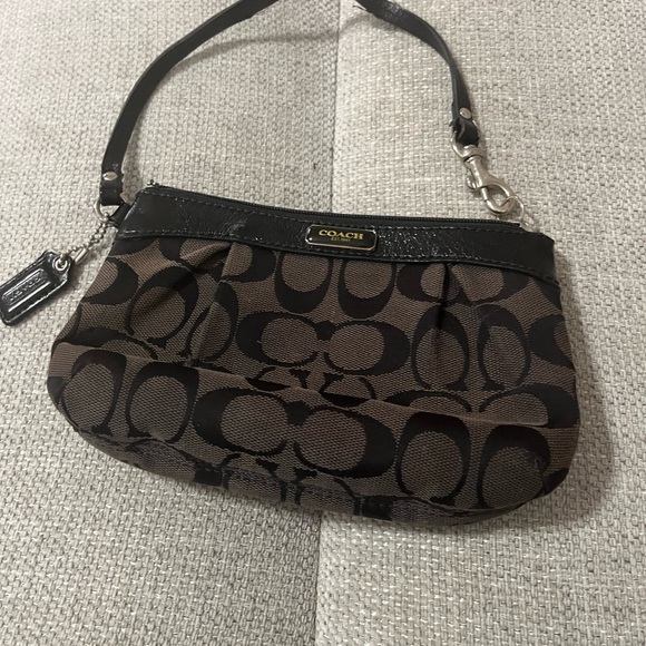 Coach Black and Brown Patterned Wristlet - Picture 1 of 7